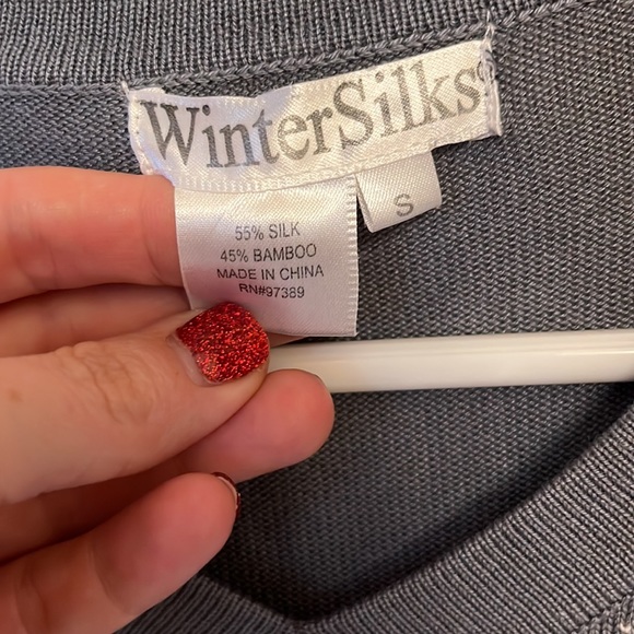 Silk/bamboo argyle sweater in gray and blues, size s - Picture 2 of 2